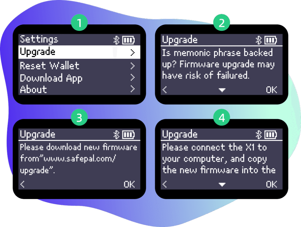 Updating firmware on SafePal hardware wallet