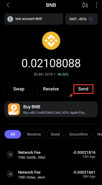 Sending crypto from SafePal hardware wallet