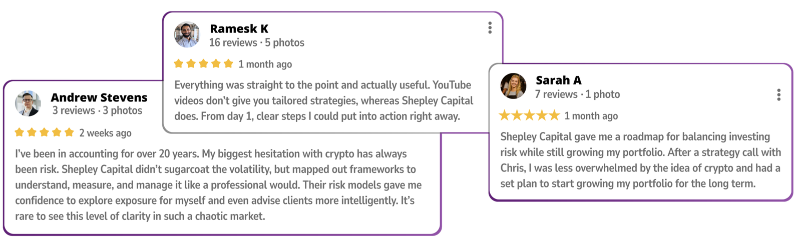 Testimonials for Shepley Capital's Obsidian Tier Membership